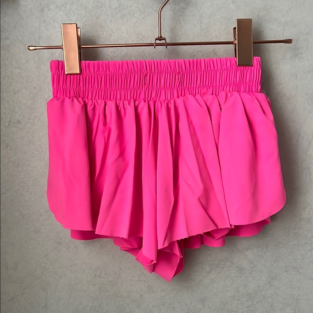Girls Katie J NYC Pink butterfly flutter TikTok Shorts Sz L neon